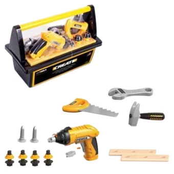 Детский набор инструментов Create Tools G 279 в боксе, шуруповерт, гаечный ключ, пила, молоток, детали Детский набор инструментов Create Tools G 279 в боксе, шуруповерт, гаечный ключ, пила, молоток, детали