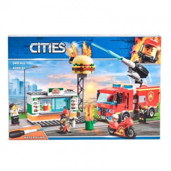 Конструктор "Cities" (11213) Пожар в бургер-кафе, 345 деталей - Аналог City (Сити) 60214