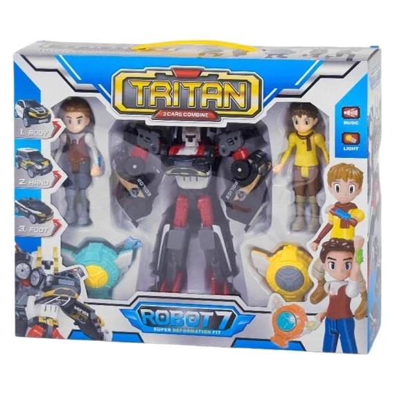 Трансформер Тобот Тритан (Q 1906) 22 см, 3 машинки, свет, звук Трансформер Тобот Тритан (Q 1906) 22 см, 3 машинки, свет, звук