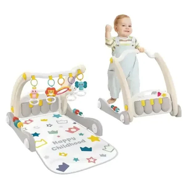 Ходунки-каталка коврик Rack & Walker HE 0621 2 в 1 (мелодии, пальчиковые игры, погремушки, зеркальце, пианино)