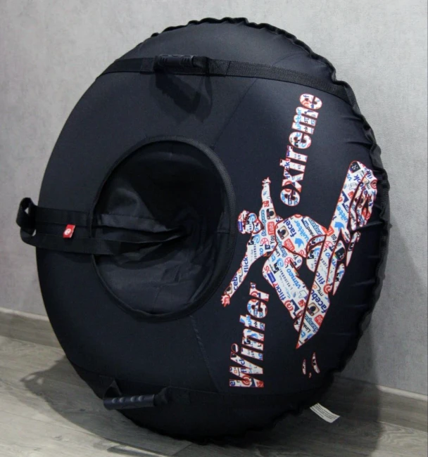 Тюбінг "Сноубордист" чорний, 100 см, надувні санки-ватрушка для снігу