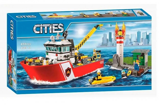 Конструктор "Cities" (10830) Пожежний катер, 450 деталей - Аналог City (Сіті) 60109