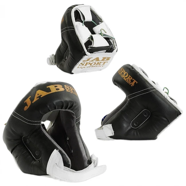 Шолом для боксу JAB (закритий, шкірозамінник, чорний)