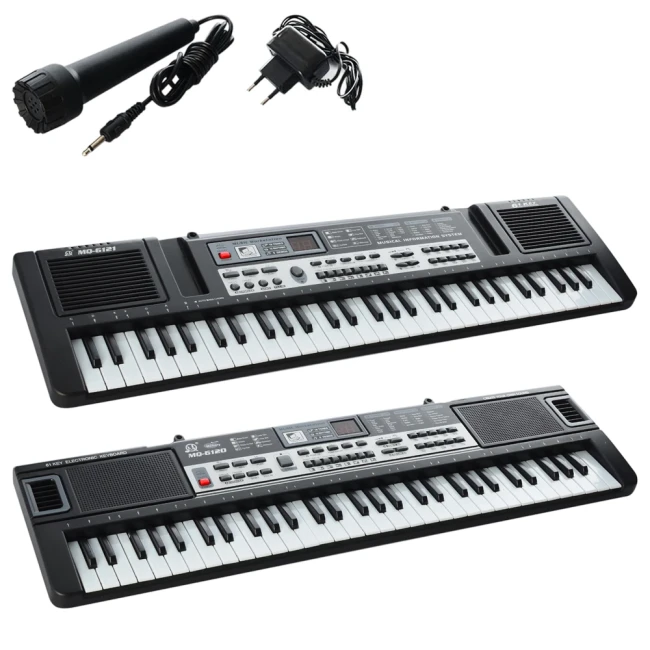 Дитячий синтезатор MQ6120-21 (61 клавіша, мікрофон, запис, від мережі/батарейок, 2 види)