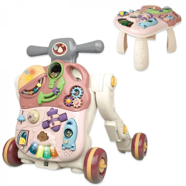 Ходунки-каталка трансформер Baby Walker 658 A 2 в 1 (звук, подсветка, игровой столик, пианино, пальчиковые игры, утяжелитель)