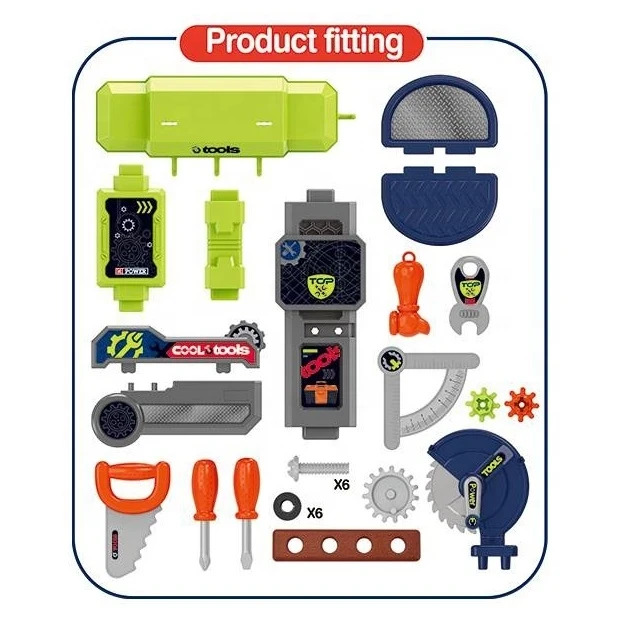 Детский набор инструментов Cool Tools 008-302 в чемодане, станок, пилка, отвертки, гаечный ключ, болты Детский набор инструментов Cool Tools 008-302 в чемодане, станок, пилка, отвертки, гаечный ключ, болты