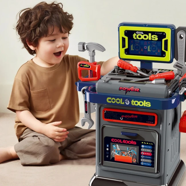 Детский набор инструментов Cool Tools 008-202, станок, пила, шуруповерт, молоток, отвертки, гаечный ключ, плоскогубцы Детский набор инструментов Cool Tools 008-202, станок, пила, шуруповерт, молоток, отвертки, гаечный ключ, плоскогубцы