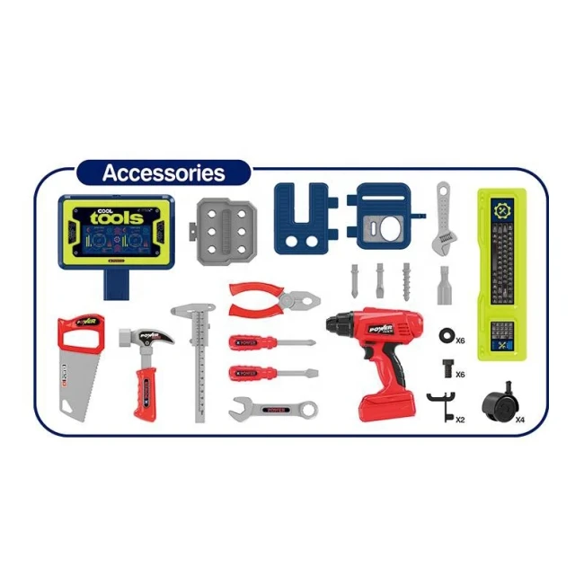 Детский набор инструментов Cool Tools 008-202, станок, пила, шуруповерт, молоток, отвертки, гаечный ключ, плоскогубцы Детский набор инструментов Cool Tools 008-202, станок, пила, шуруповерт, молоток, отвертки, гаечный ключ, плоскогубцы