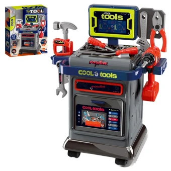 Детский набор инструментов Cool Tools 008-202, станок, пила, шуруповерт, молоток, отвертки, гаечный ключ, плоскогубцы