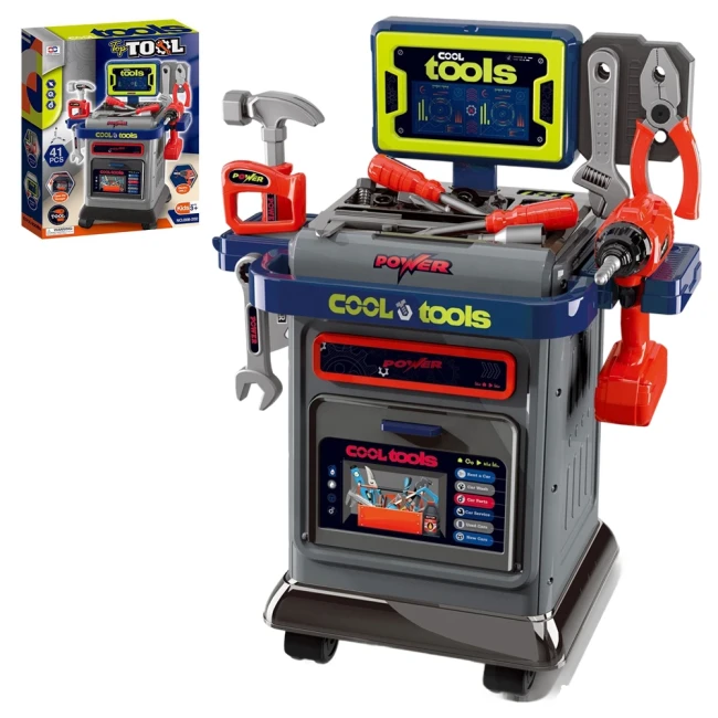 Детский набор инструментов Cool Tools 008-202, станок, пила, шуруповерт, молоток, отвертки, гаечный ключ, плоскогубцы Детский набор инструментов Cool Tools 008-202, станок, пила, шуруповерт, молоток, отвертки, гаечный ключ, плоскогубцы