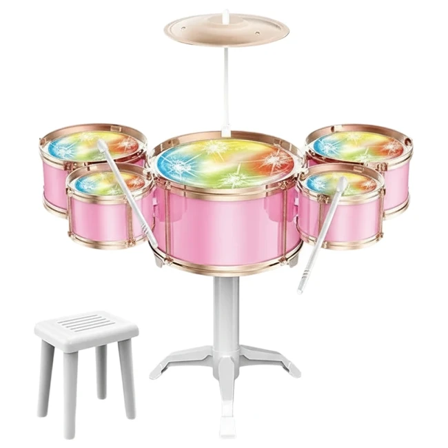 Дитяча барабанна установка Jazz Drum DXBL 886-1 зі стільцем, підсвічування