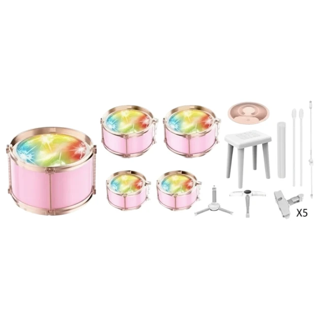 Дитяча барабанна установка Jazz Drum DXBL 886-1 зі стільцем, підсвічування