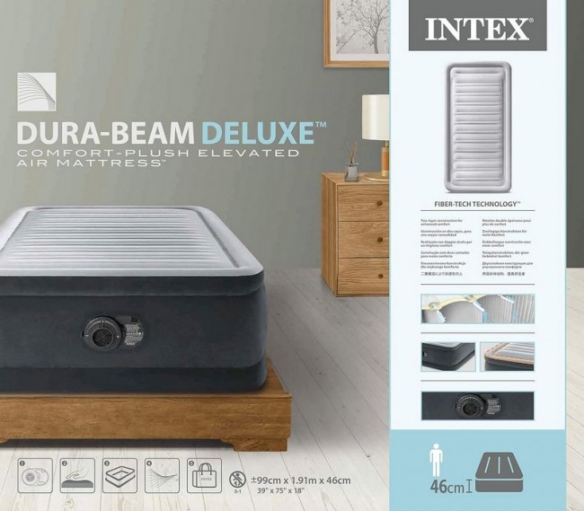 Надувне ліжко Intex 64412 (191х99x46 см) з вбудованим електричним насосом