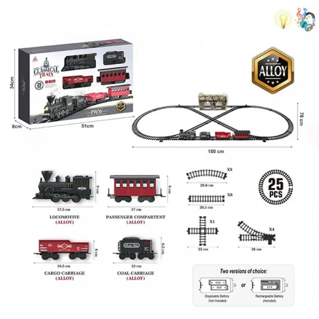 Железная дорога 2113 Classical Train (металл, дым, 25 элементов, длина пути 720 см) Железная дорога 2113 Classical Train (металл, дым, 25 элементов, длина пути 720 см)