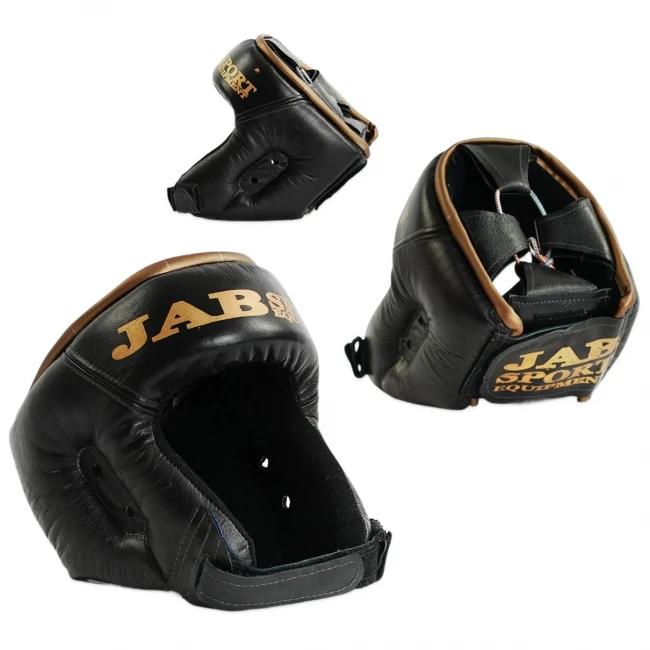 Шолом для боксу JAB (закритий, шкіряний, чорний)