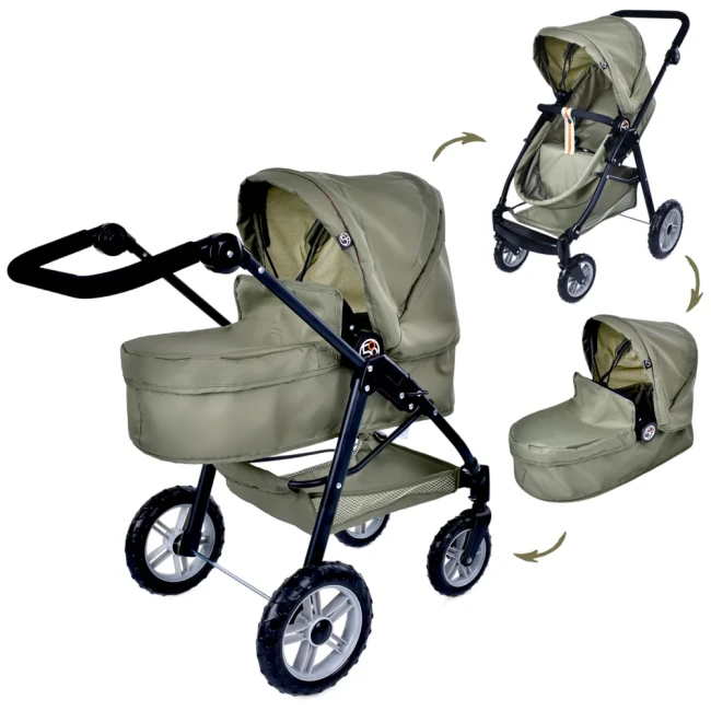 Коляска для кукол Fiveonine T738005 3в1 (трансформер, люлька-переноска, корзинка)