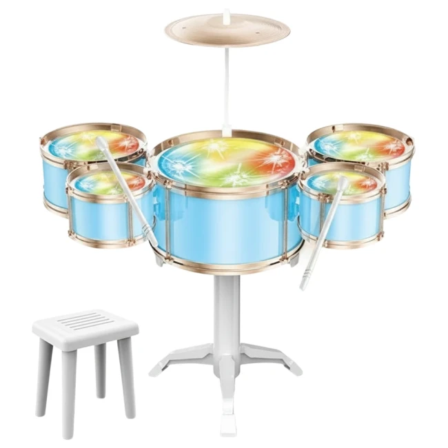 Дитяча барабанна установка Jazz Drum DXBL 886-2 зі стільцем, підсвічування