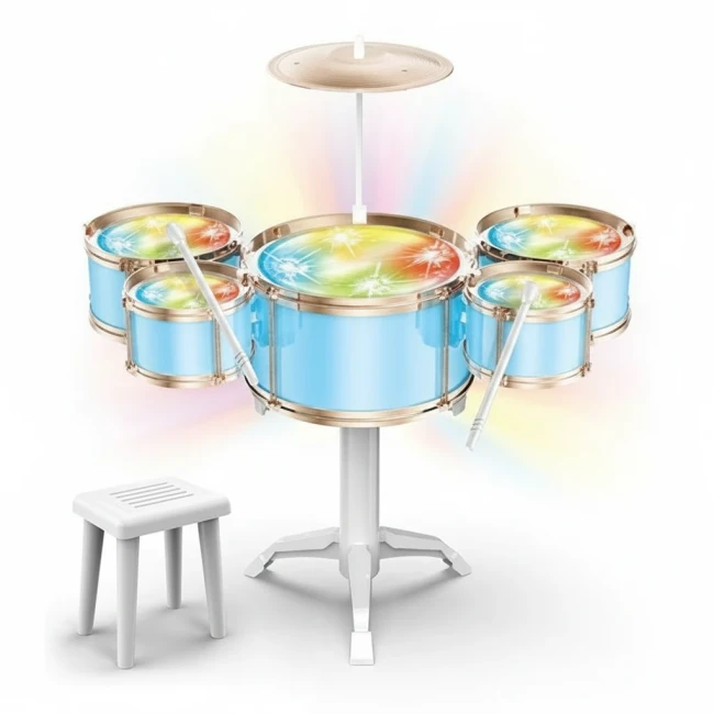 Дитяча барабанна установка Jazz Drum DXBL 886-2 зі стільцем, підсвічування