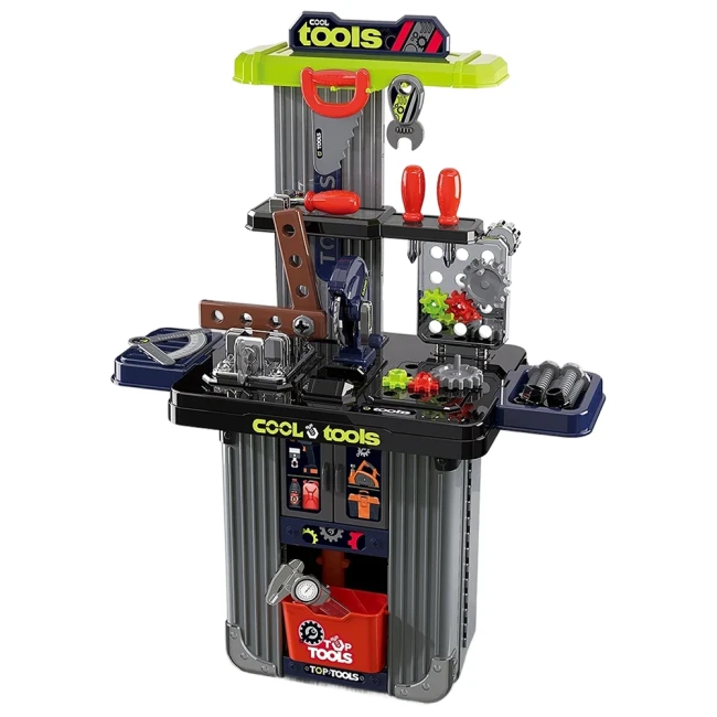 Детский набор инструментов Cool Tools 008-102 в чемодане, станок, молоток, тиски, пилка, отвертки, гаечный ключ, болты Детский набор инструментов Cool Tools 008-102 в чемодане, станок, молоток, тиски, пилка, отвертки, гаечный ключ, болты