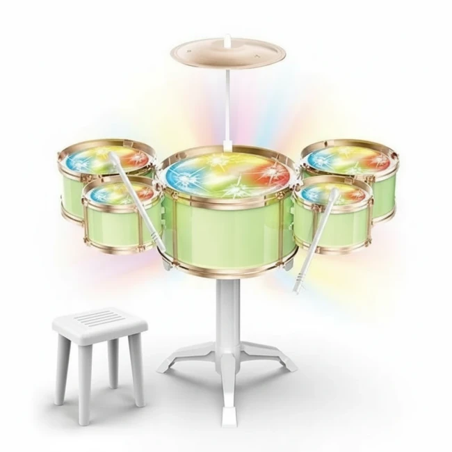 Дитяча барабанна установка Jazz Drum DXBL 886-3 зі стільцем, підсвічування
