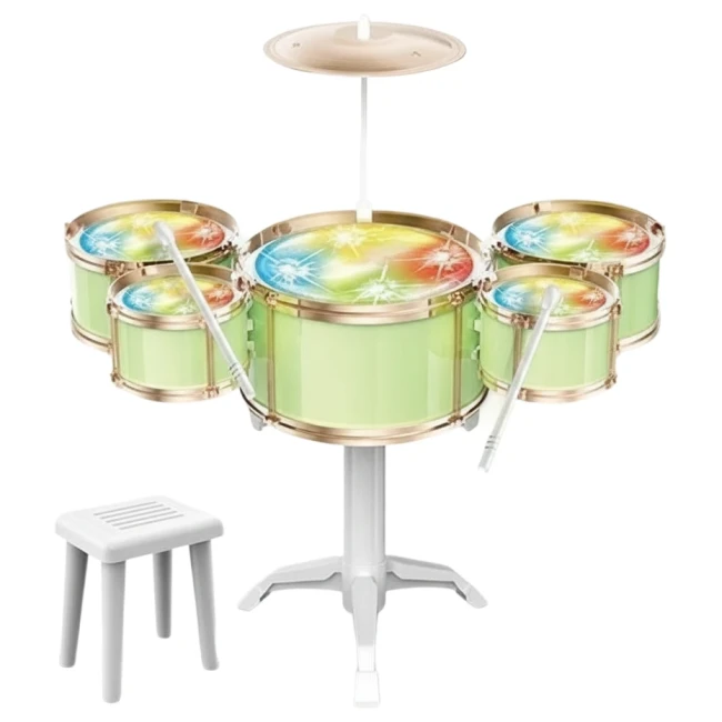 Дитяча барабанна установка Jazz Drum DXBL 886-3 зі стільцем, підсвічування