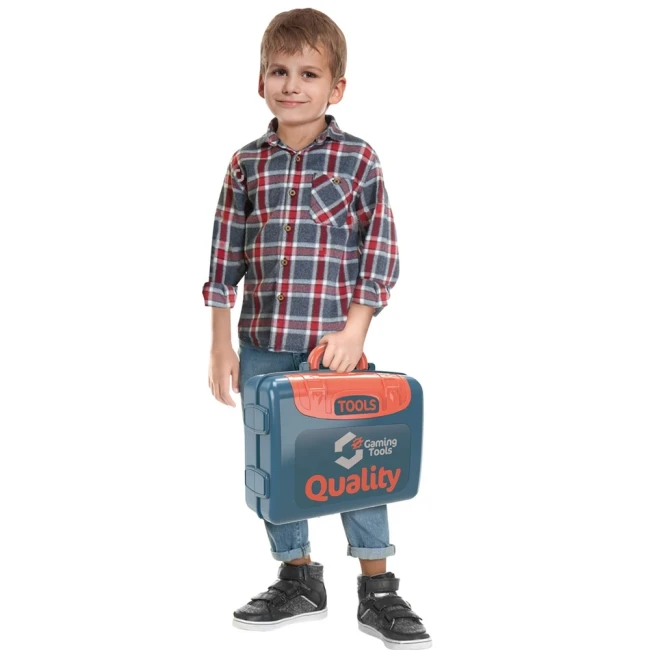 Детский набор инструментов Quality Tools 008-972 в чемодане, станок, пилка, отвертки, гаечный ключ, болты Детский набор инструментов Quality Tools 008-972 в чемодане, станок, пилка, отвертки, гаечный ключ, болты