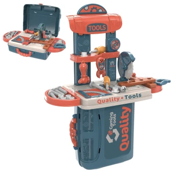 Детский набор инструментов Quality Tools 008-972 в чемодане, станок, пилка, отвертки, гаечный ключ, болты