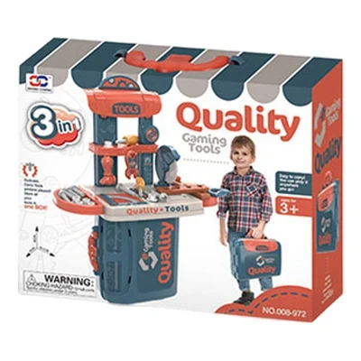 Детский набор инструментов Quality Tools 008-972 в чемодане, станок, пилка, отвертки, гаечный ключ, болты Детский набор инструментов Quality Tools 008-972 в чемодане, станок, пилка, отвертки, гаечный ключ, болты