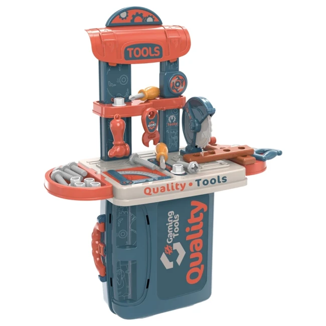 Детский набор инструментов Quality Tools 008-972 в чемодане, станок, пилка, отвертки, гаечный ключ, болты Детский набор инструментов Quality Tools 008-972 в чемодане, станок, пилка, отвертки, гаечный ключ, болты