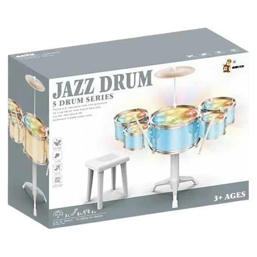 Дитяча барабанна установка Jazz Drum DXBL 886-4 зі стільцем, підсвічування