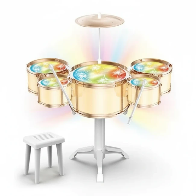 Дитяча барабанна установка Jazz Drum DXBL 886-4 зі стільцем, підсвічування