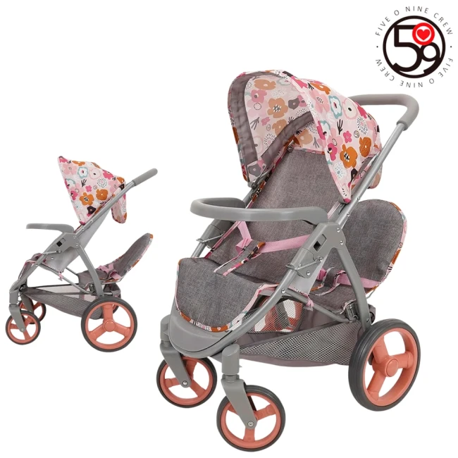 Коляска для кукол Fiveonine T747038 для близнецов (прогулочная, корзинка)