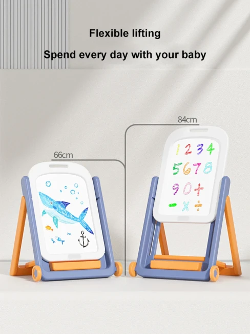 Дитячий мольберт QC-BB03 (стульчик, магнітна дошка, 2 колеса)