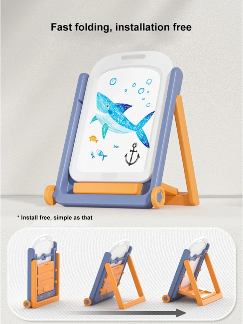 Дитячий мольберт QC-BB03 (стульчик, магнітна дошка, 2 колеса)