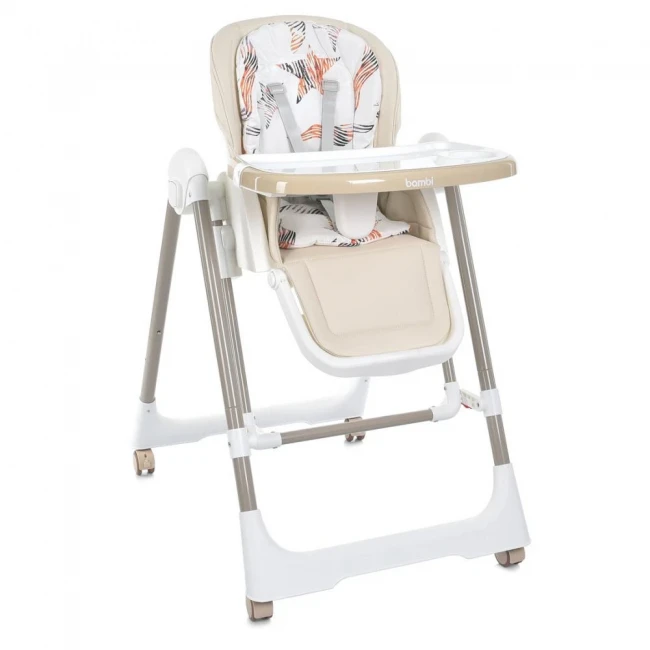 Стульчик-качели для кормления Bambi M 5897 Beige (укачивание, съемный столик, чехол, 4 колеса)