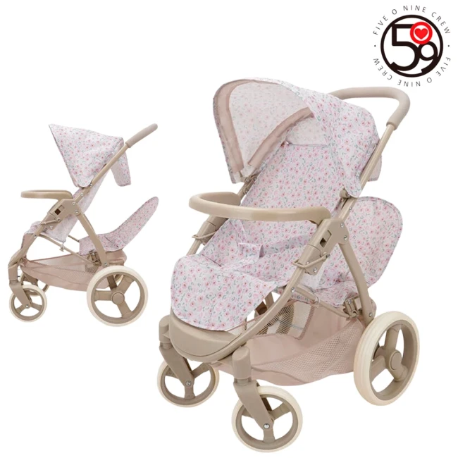 Коляска для кукол Fiveonine T747056 для близнецов (прогулочная, корзинка) Коляска для кукол Fiveonine T747056 для близнецов (прогулочная, корзинка)