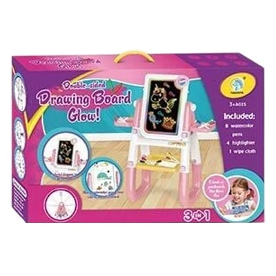 Дитячий мольберт YM 2216 A двосторонній 3в1 (підсвічування малюнків, 12 маркерів, на батарейках)