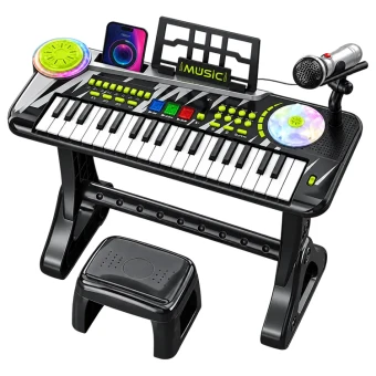 Детское пианино Musical Piano 205AC со стульчиком (37 клавиш, микрофон, запись, подсветка, от батареек)