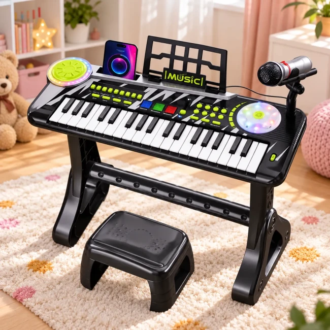 Детское пианино Musical Piano 205AC со стульчиком (37 клавиш, микрофон, запись, подсветка, от батареек) Детское пианино Musical Piano 205AC со стульчиком (37 клавиш, микрофон, запись, подсветка, от батареек)