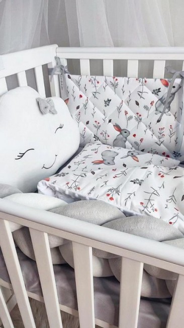 Детское постельное белье Бортики с косичкой на завязках Зайчики Детское постельное белье Бортики с косичкой на завязках Зайчики