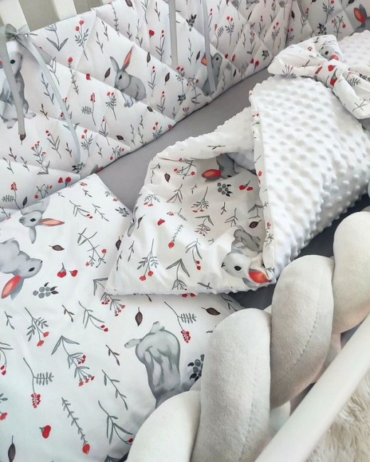 Детское постельное белье Бортики с косичкой на завязках Зайчики Детское постельное белье Бортики с косичкой на завязках Зайчики