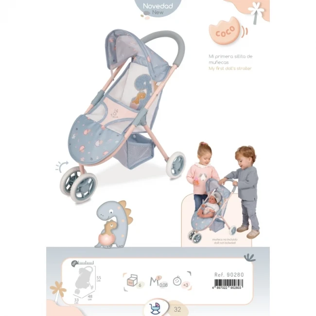 Коляска для ляльок DeCuevas 90280 Coco (прогулянкова, кошик)
