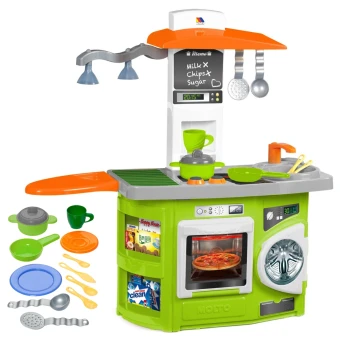 Детская кухня Molto 13153 (высота 66,5 см, свет, микроволновка, вытяжка, стиральная машина, гладильная доска)
