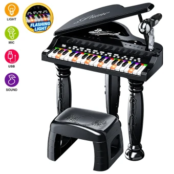 Детский рояль Musical Piano 223 со стульчиком (37 клавиш, микрофон, запись, подсветка, USB, от батареек)