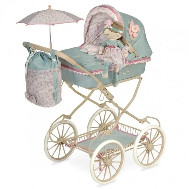 Коляска для кукол DeCuevas 81045 Provenza (классическая, корзинка, сумка, подушка, зонтик)