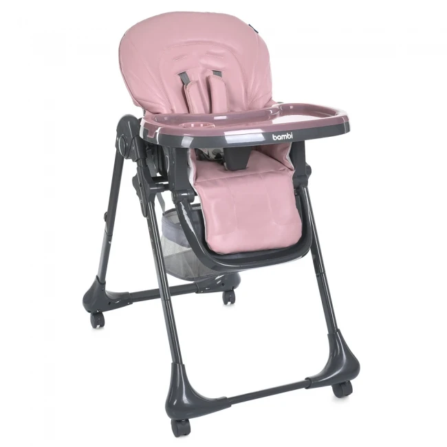 Стульчик для кормления Bambi M 3233L-G Pink (съемный столик, корзинка, чехол, 4 колеса)