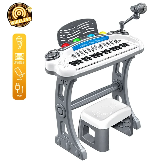 Детское пианино Musical Piano 225A со стульчиком (37 клавиш, микрофон, запись, подсветка, Bluetooth, USB/батарейки) Детское пианино Musical Piano 225A со стульчиком (37 клавиш, микрофон, запись, подсветка, Bluetooth, USB/батарейки)