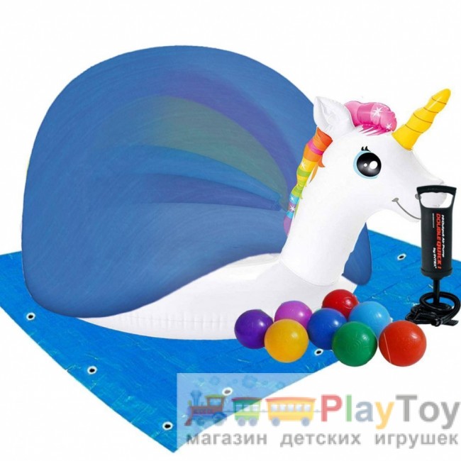 Дитячий надувний басейн Intex 57113-3 Єдиноріг з навісом 127 х 102 х 69 см з кульками 10 шт