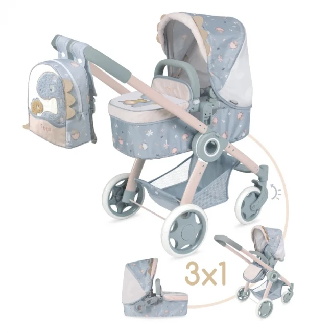 Коляска для кукол DeCuevas 80580 Coco (трансформер 3 в 1, корзинка, рюкзак) Коляска для кукол DeCuevas 80580 Coco (трансформер 3 в 1, корзинка, рюкзак)