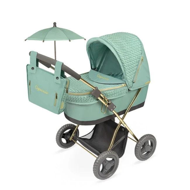 Коляска для кукол DeCuevas 85073 Capriccio (классическая, корзинка, сумка, зонтик)